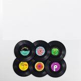 6pcs Vinyl Disk Coasters With Vinyl Record Player Holder