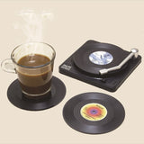 6pcs Vinyl Disk Coasters With Vinyl Record Player Holder